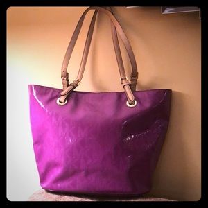 Michael Kors patent purple tote